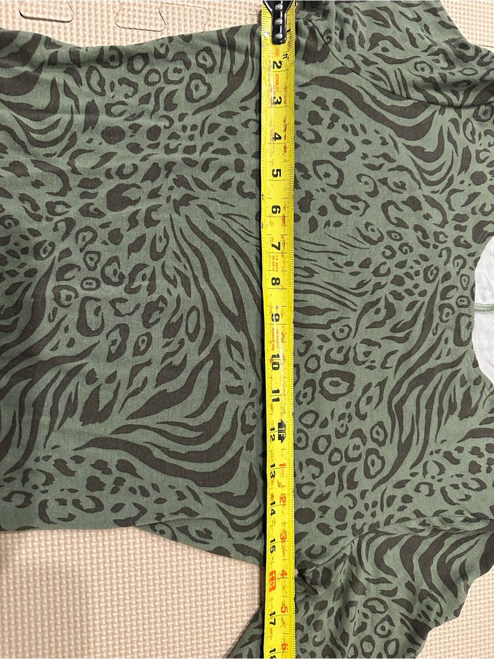 Reformation Kenmare Olive Green Animal-Print Long Sleeve Mini Dress - Picture 8 of 9